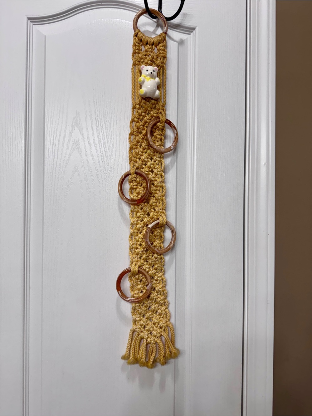 Vintage 1970's Macrame Hand
Towel Holder with ceramic
Bear Handmade